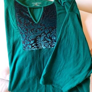 Cafherine's 3/4 length sleeve embellished top
